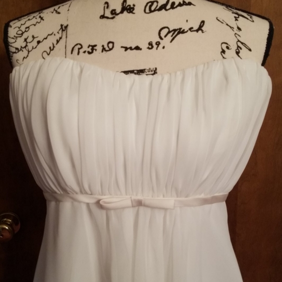 Chiffon A-Line Knee Length Bridal Gown - Picture 2 of 6